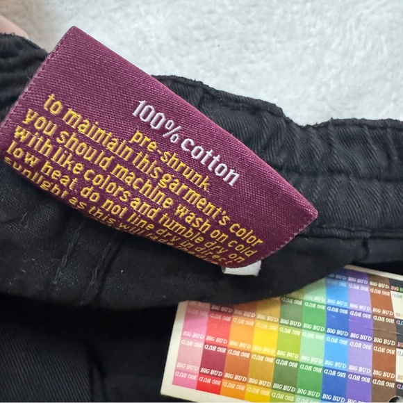 Big Bud Press sz M Roomy Bell Bottom Pants Black Flare Wide Cotton - Picture 6 of 9